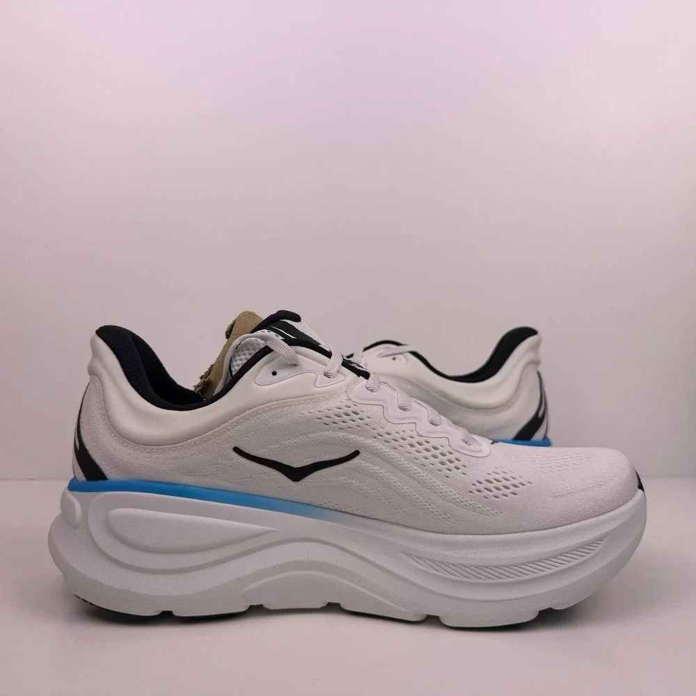 Hoka One One Bondi 9 Running Shoe Men Sz 10 White/Black 1162011 FLCK Sample